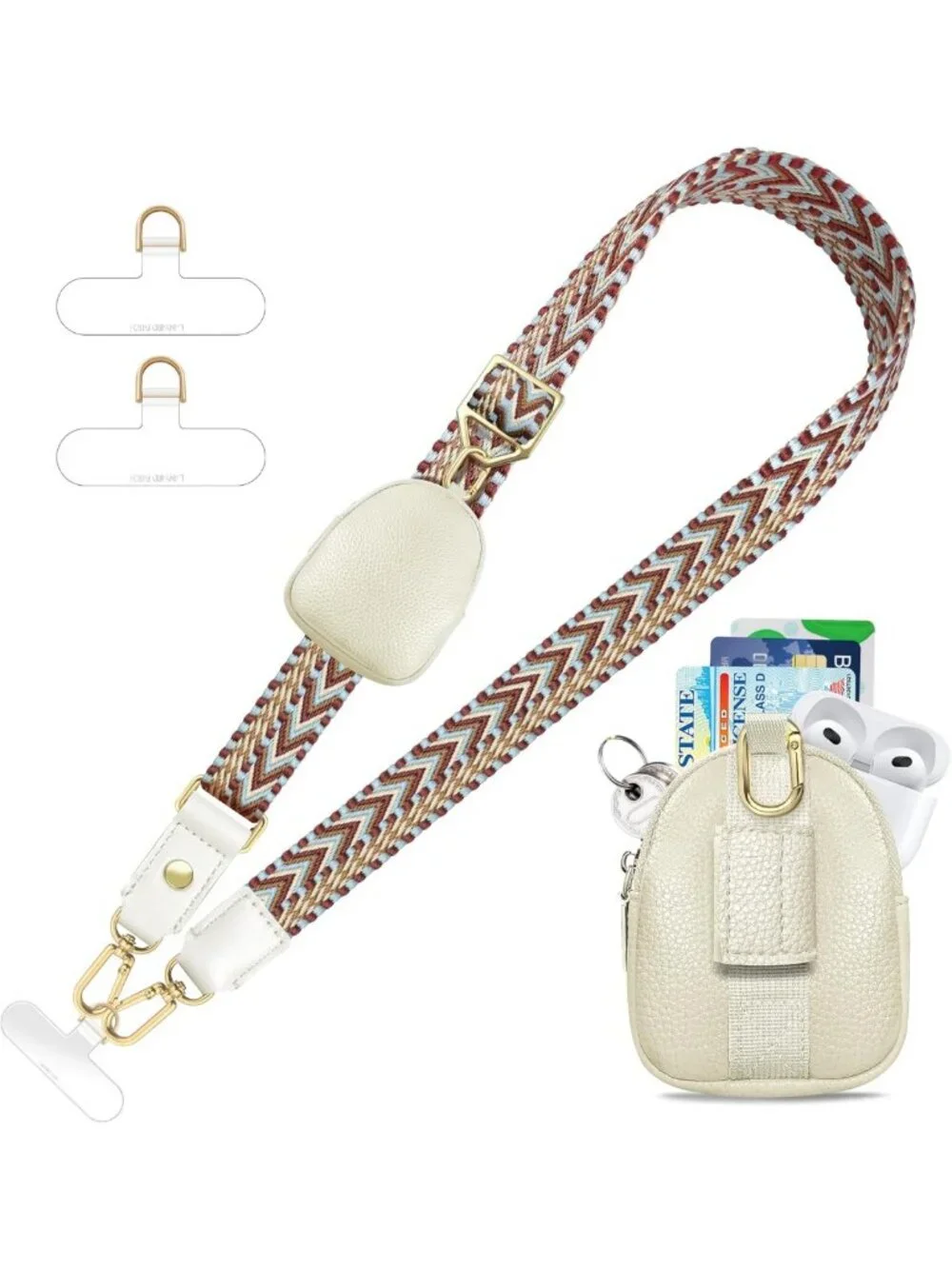 Adjustable Phone Lanyard Crossbody Strap with Premium Hardware - Red Neck Strap